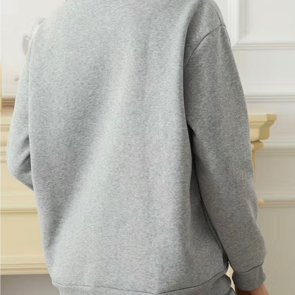 Grey PRAY Thermal Sweatshirt- Long Sleeve Crew Neck Casual Sweatshirt-New/NWOT - Picture 2 of 3